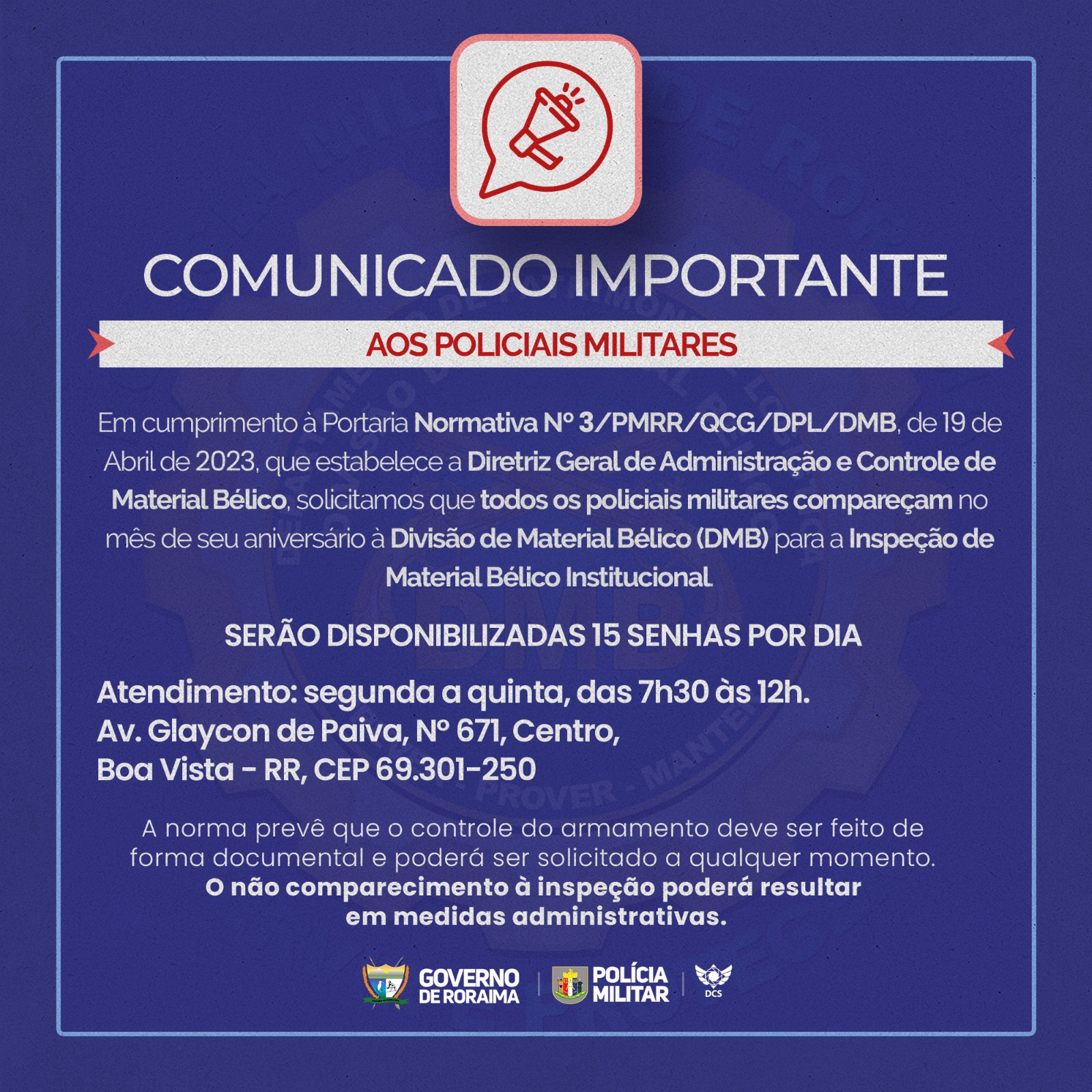 COMUNICADO IMPORTANTE  AOS POLICIAIS MILITARES